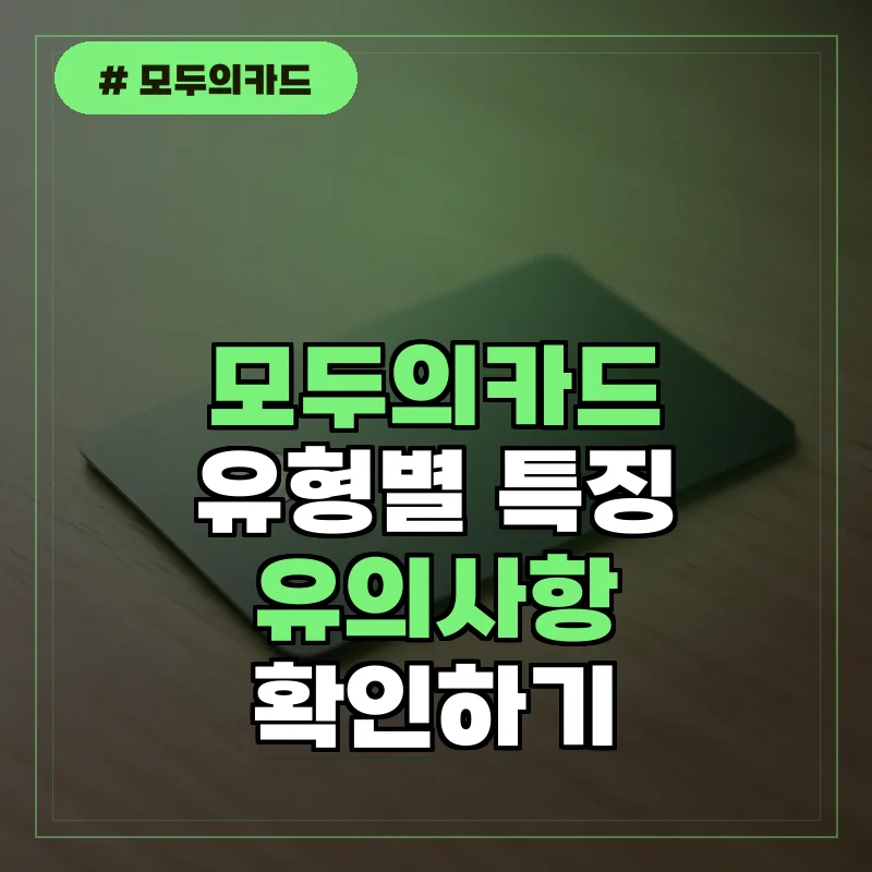모두의카드 자주 묻는 질문: 카드 종류별 유의사항 및 이용 안내