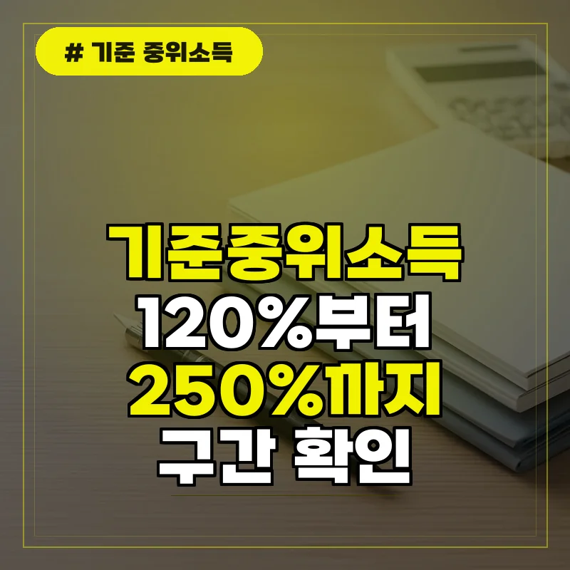 기준 중위소득 120%~250% 구간별 소득 요건 확인