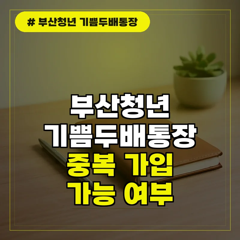 부산청년 기쁨두배통장 중복 가입 및 타 제도 비교